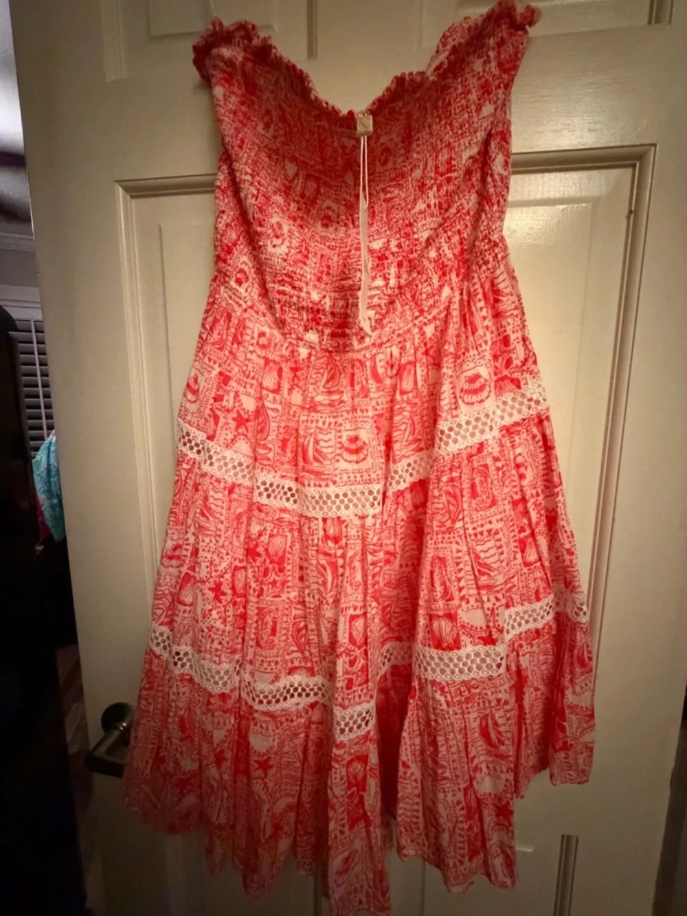Lilly Pulitzer Kelvina Red Strapless Sundress Mizner Red Seaside Harbour - Picture 6 of 7